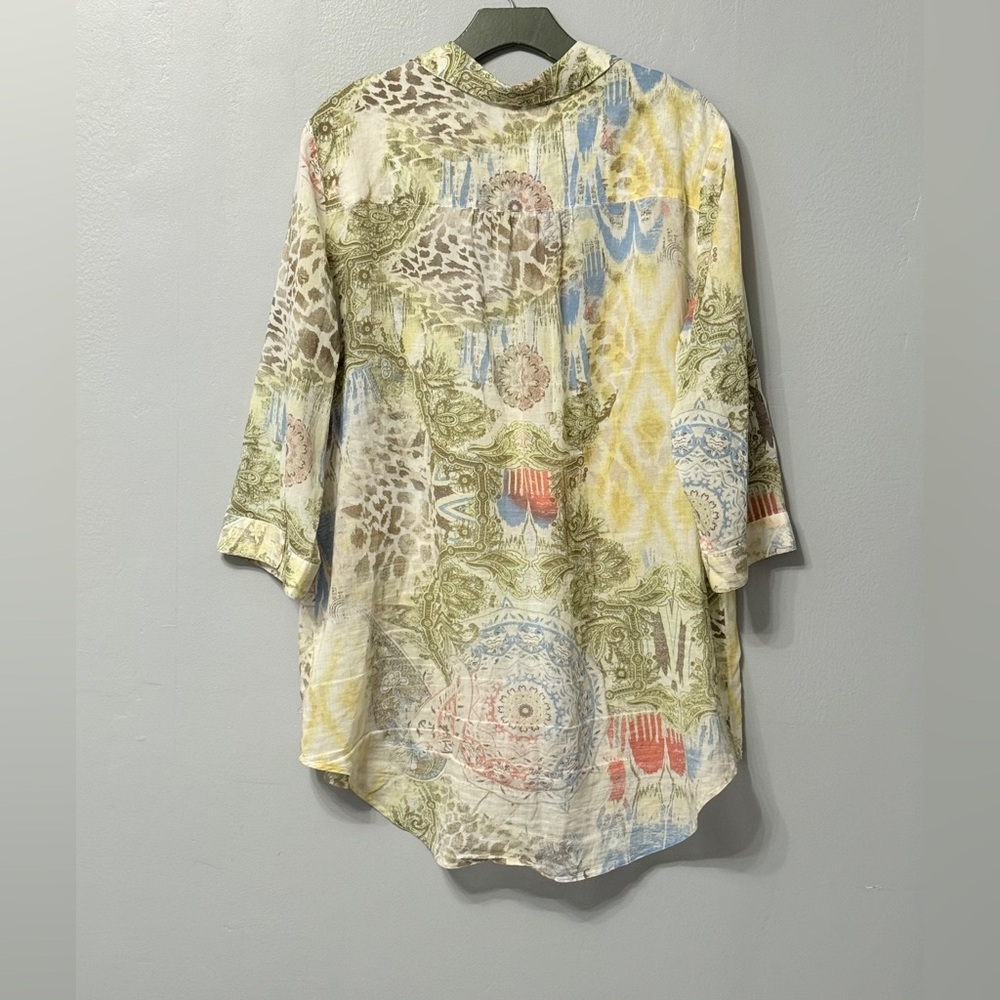 Chico's 100% Cotton Multicolor Patterned Button D… - image 4